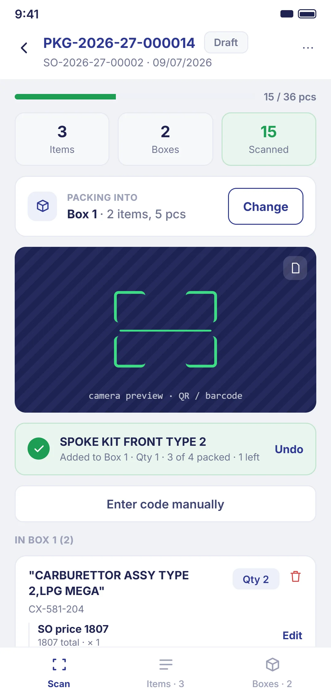 screen 3 — scan mode