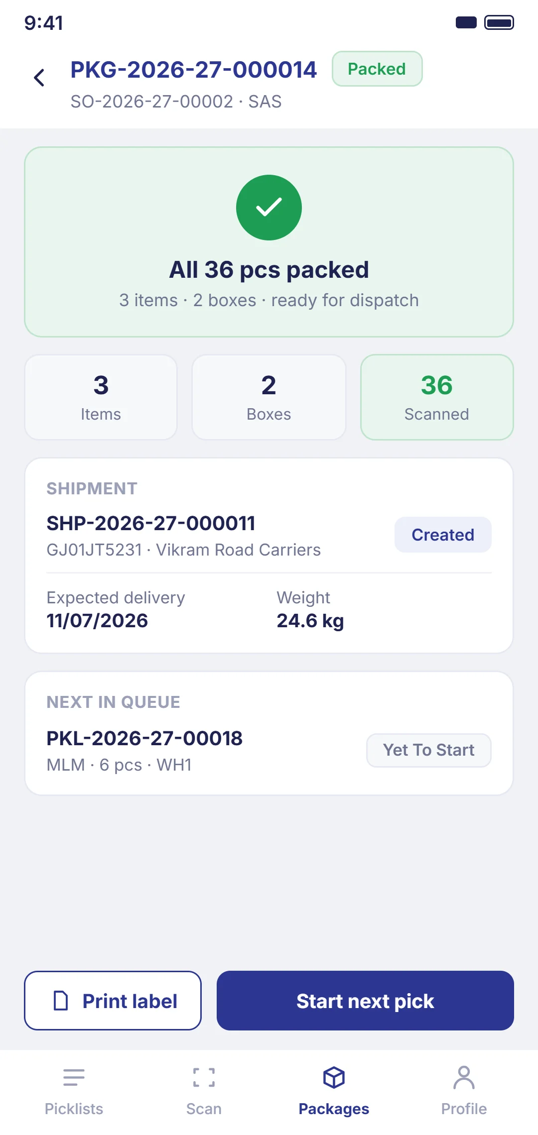screen 4 — order confirmation