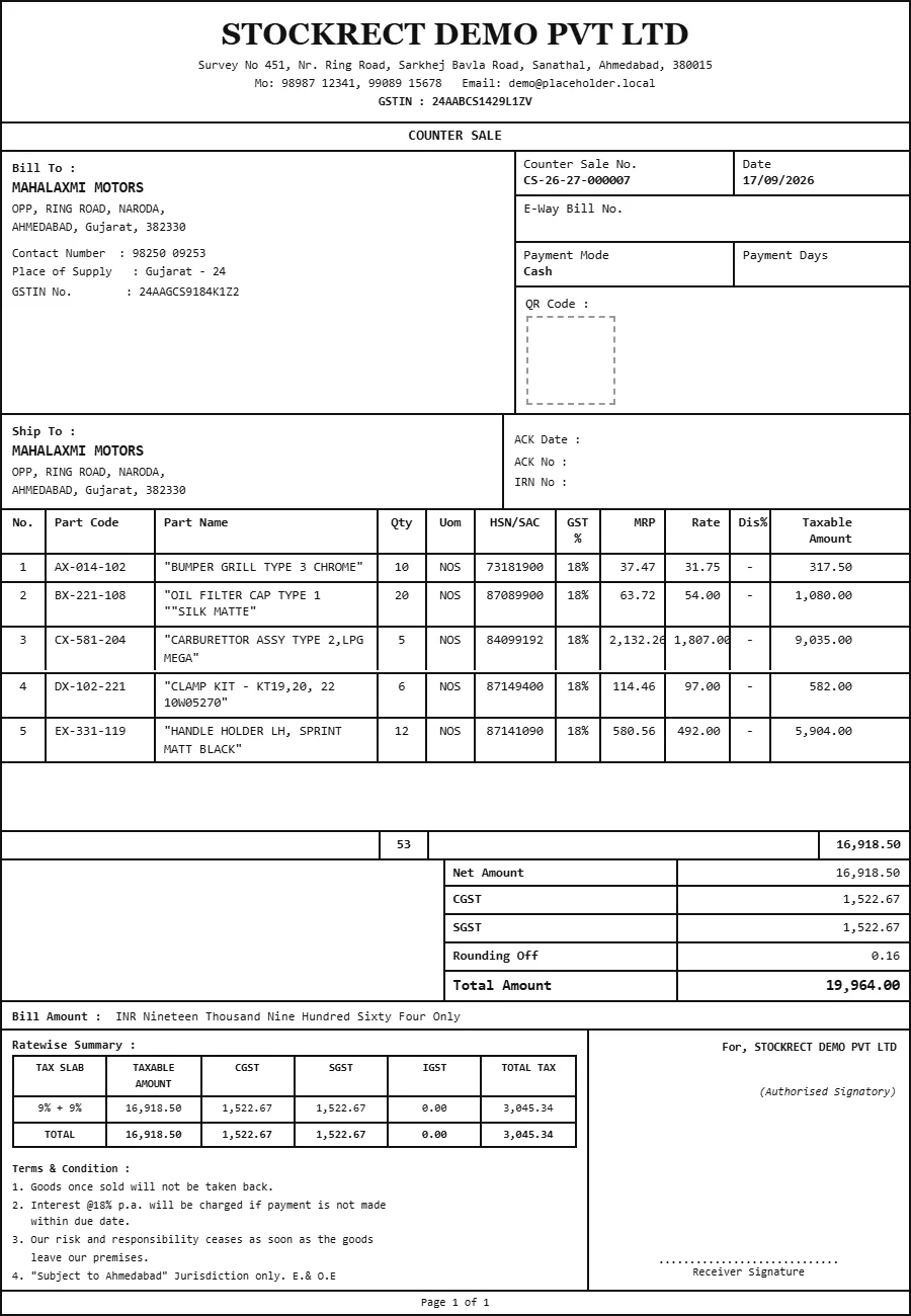 receipt printing preview