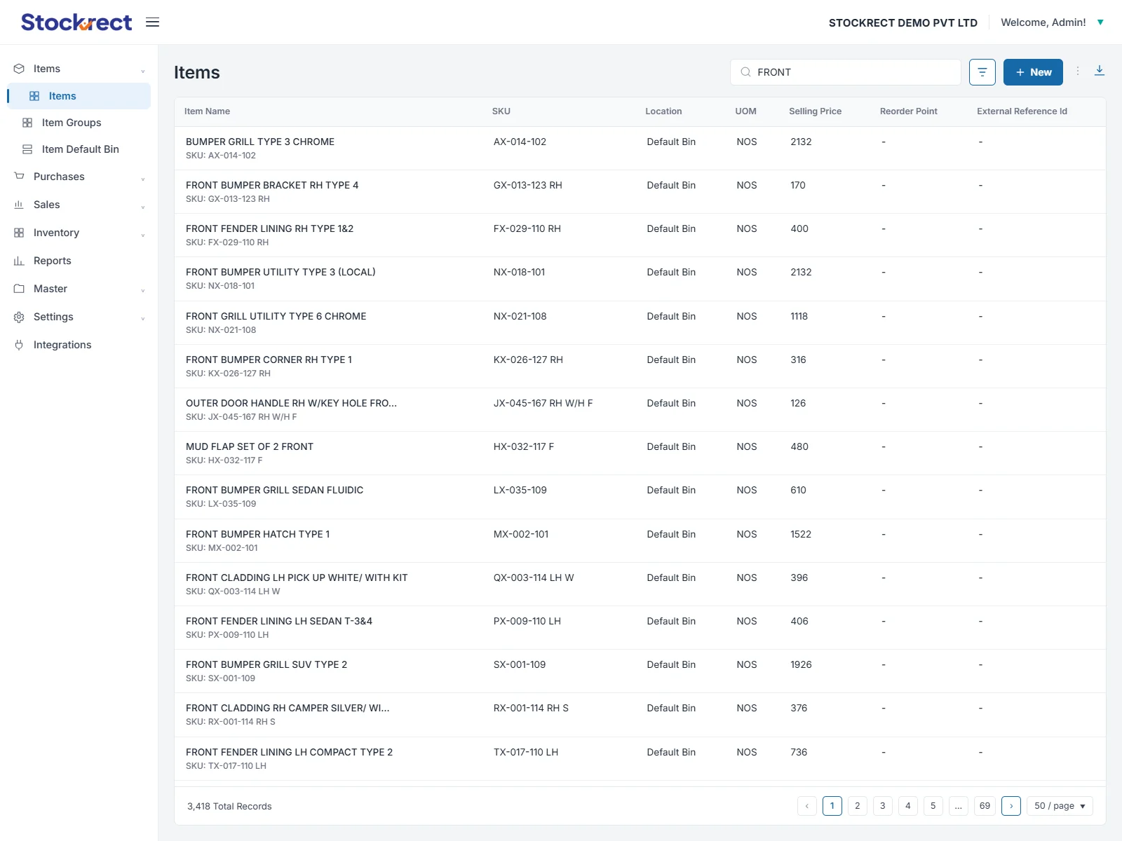 SKU search with OEM cross-references and multi-warehouse availability