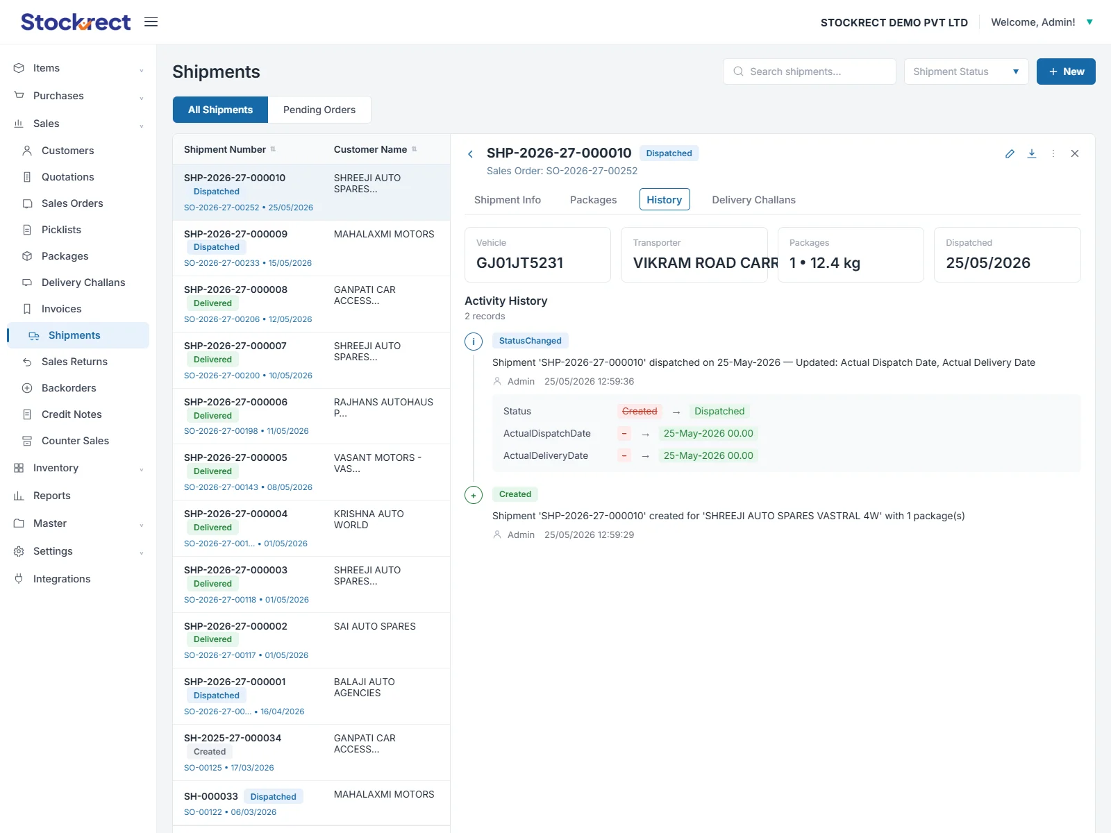 dispatch scheduling — vehicle assignment and site delivery instructions